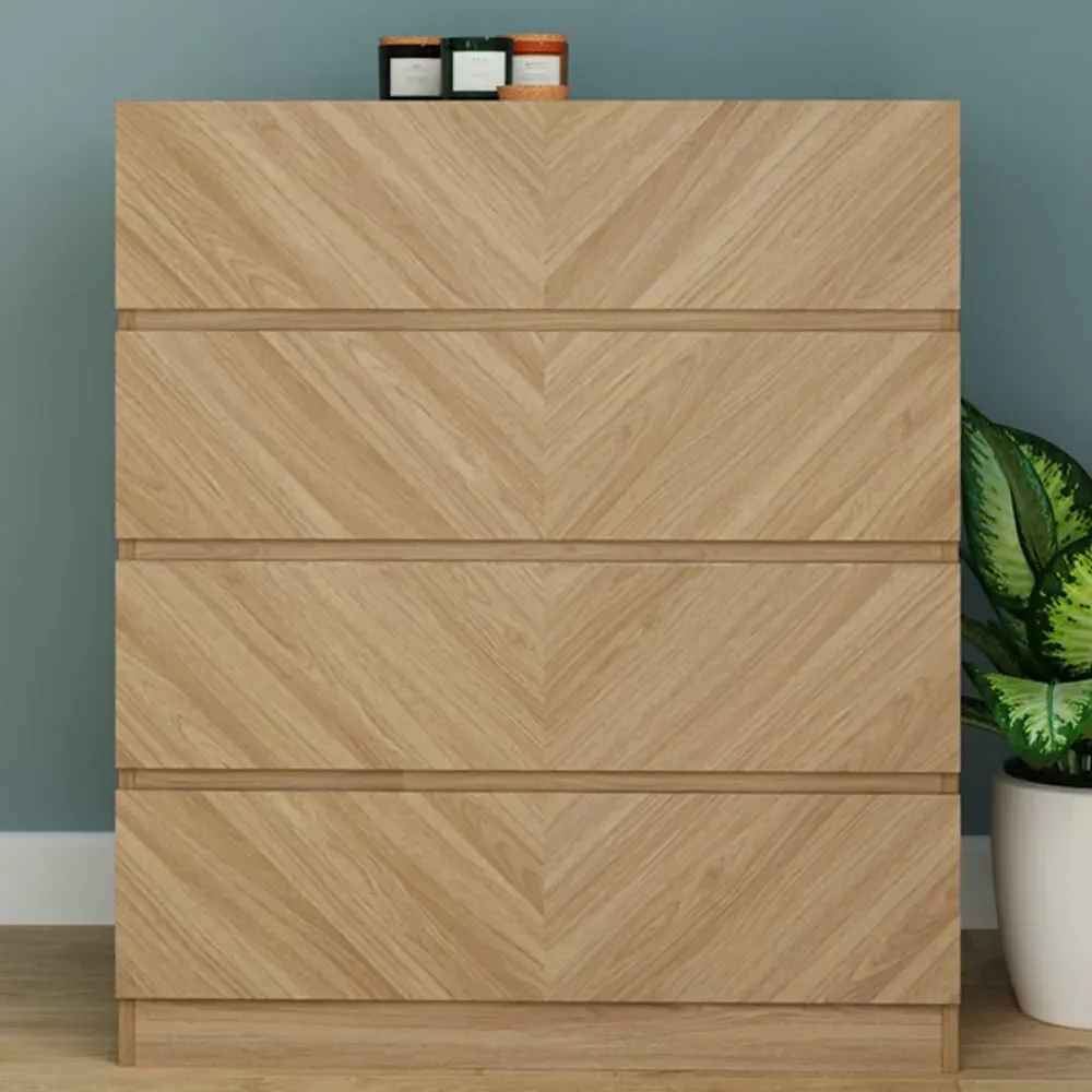 Catania 4 Drawer Chest of Drawers - Brown, Euro Oak image