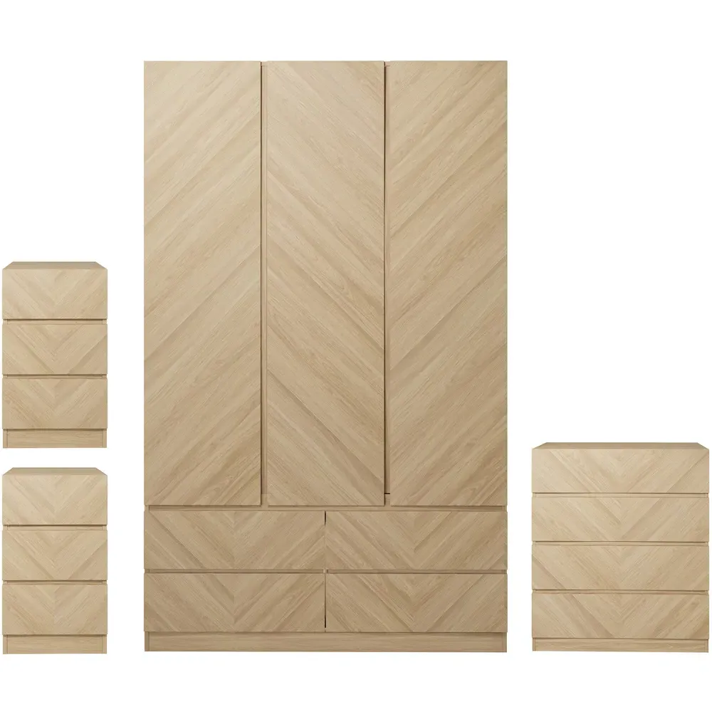 Catania 4 Piece Bedroom Furniture Set - Euro Oak