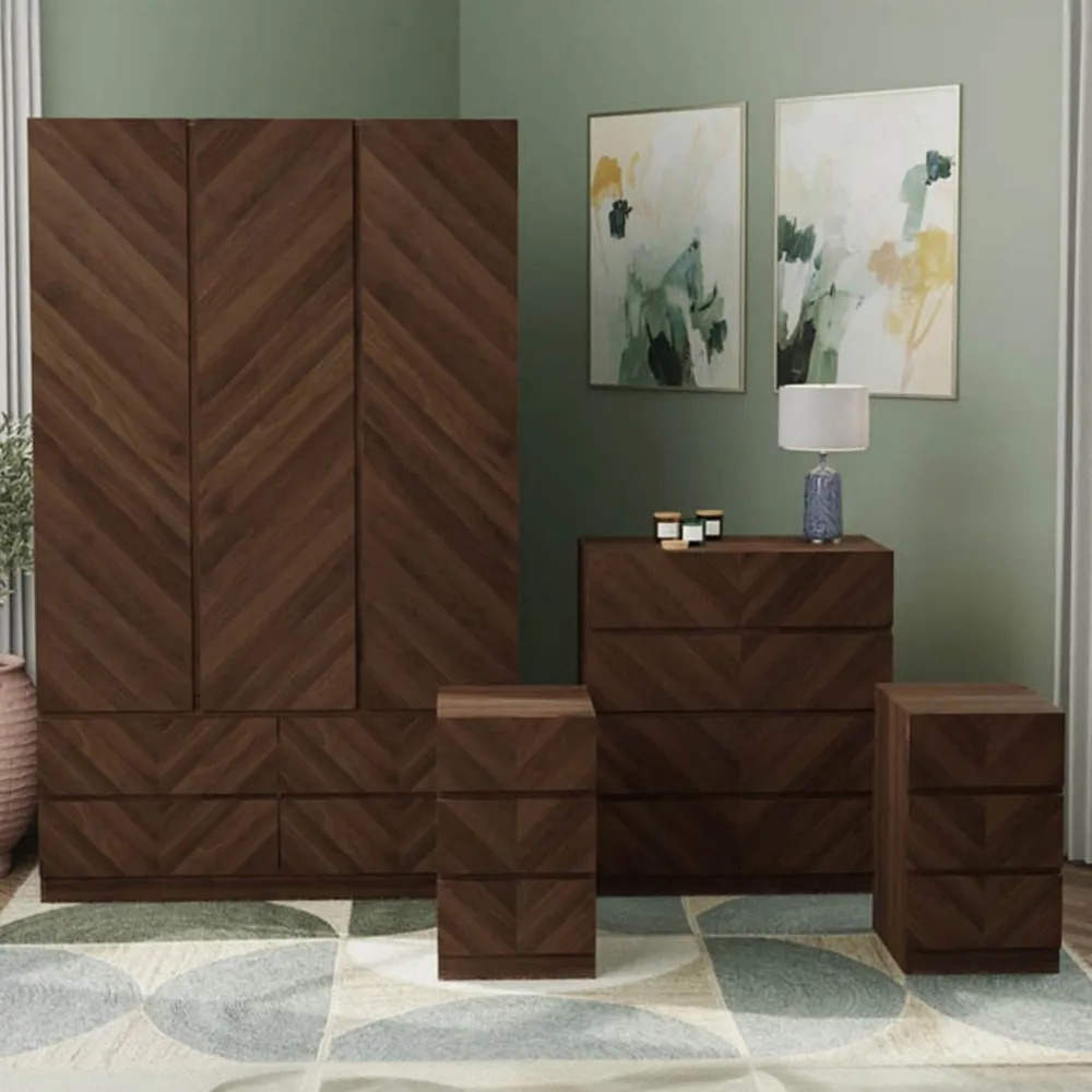 Catania 4 Piece Bedroom Furniture Set - Royal Walnut