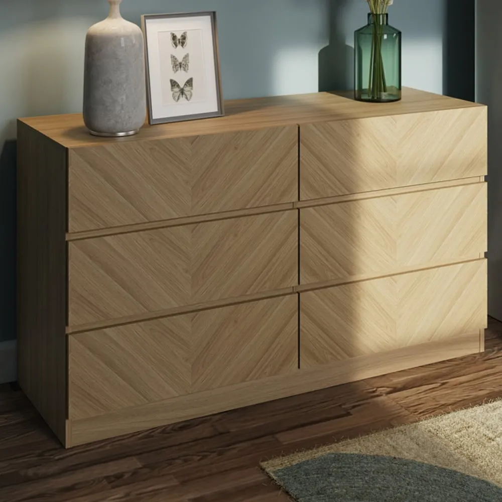 Catania 6 Drawer Chest of Drawers - Brown, Euro Oak