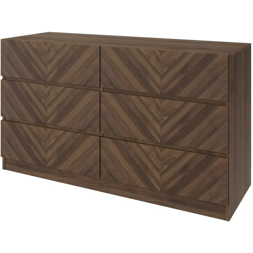 Catania 6 Drawer Chest of Drawers - Brown, Royal Walnut