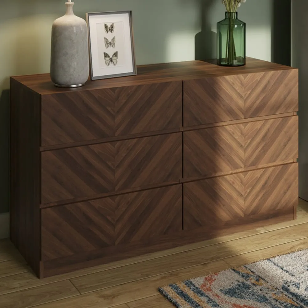 Catania 6 Drawer Chest of Drawers - Brown, Royal Walnut