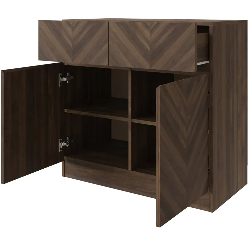 Catania Compact Sideboard with Drawers - Royal Walnut