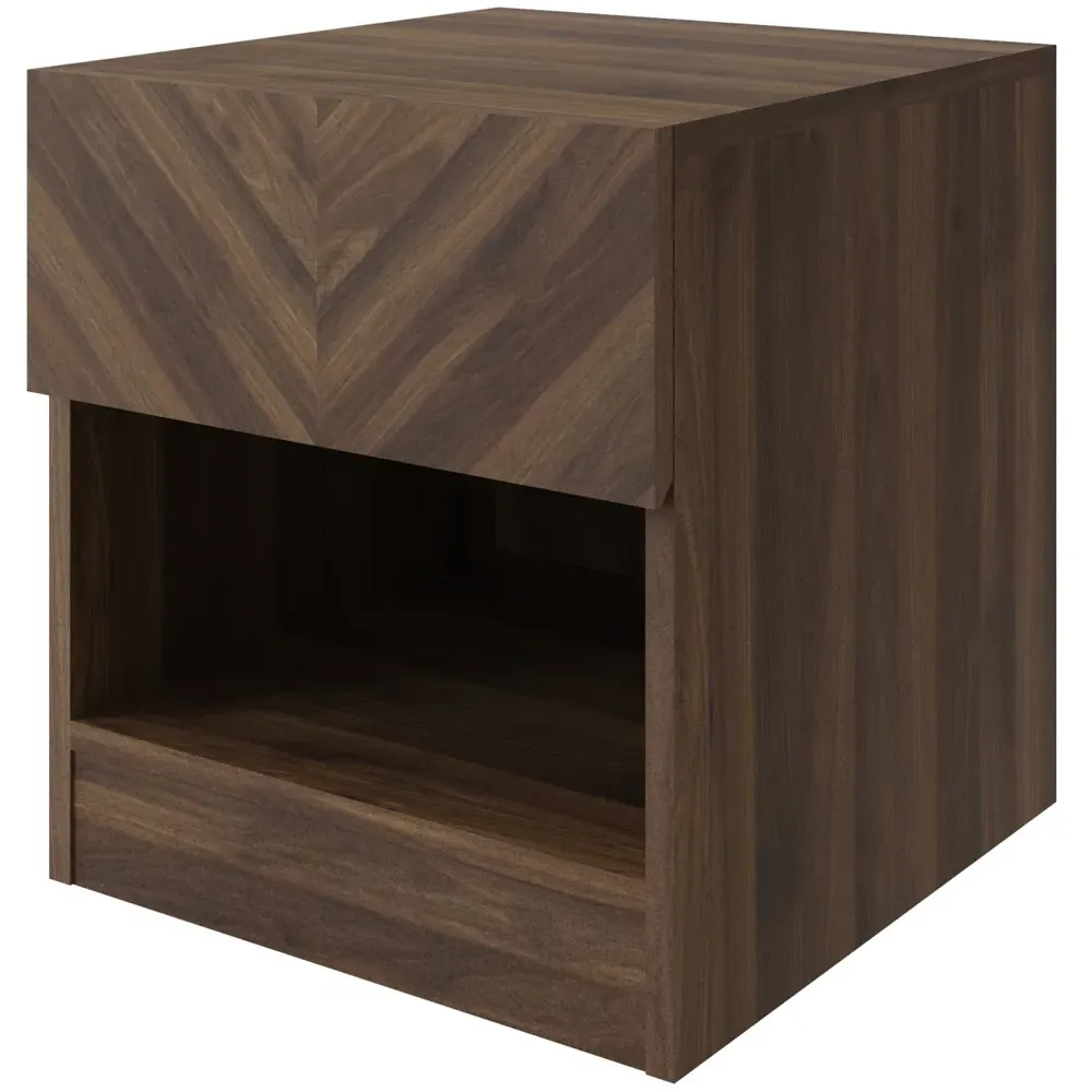 Catania Single Drawer Lamp Table with Shelf - Brown, Walnut