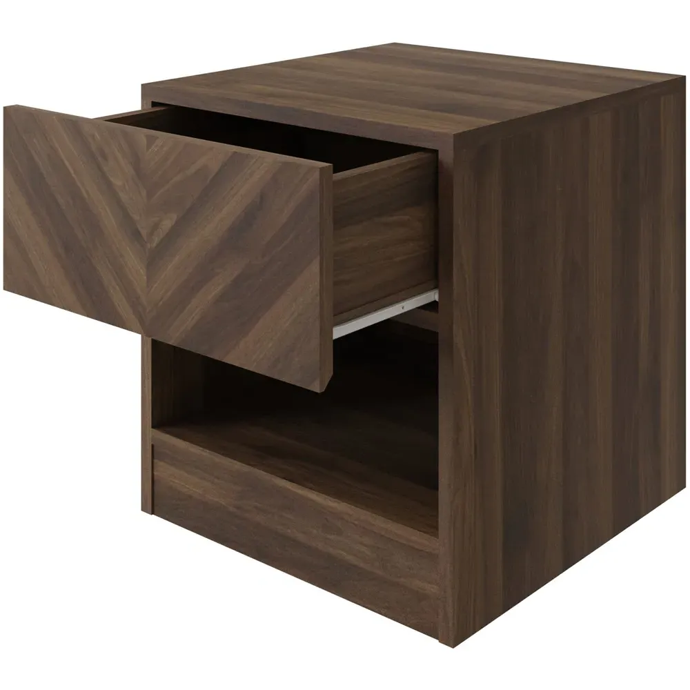Catania Single Drawer Lamp Table with Shelf - Brown, Walnut