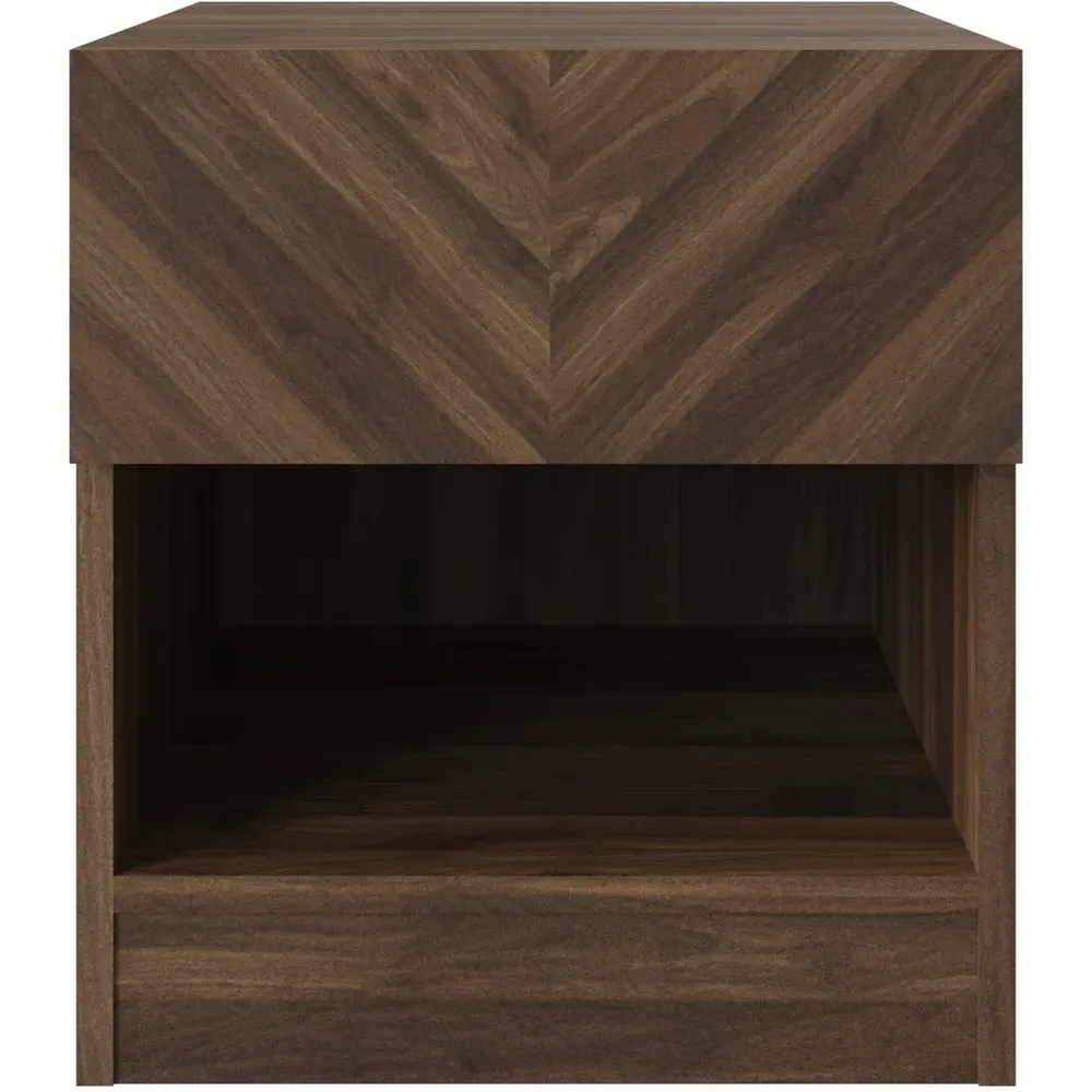 Catania Single Drawer Lamp Table with Shelf - Brown, Walnut