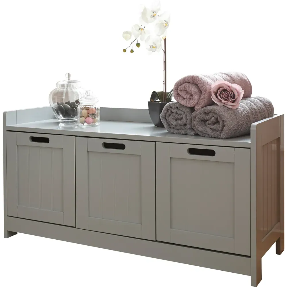 Colonial 3 Door Bathroom Storage Unit - Grey