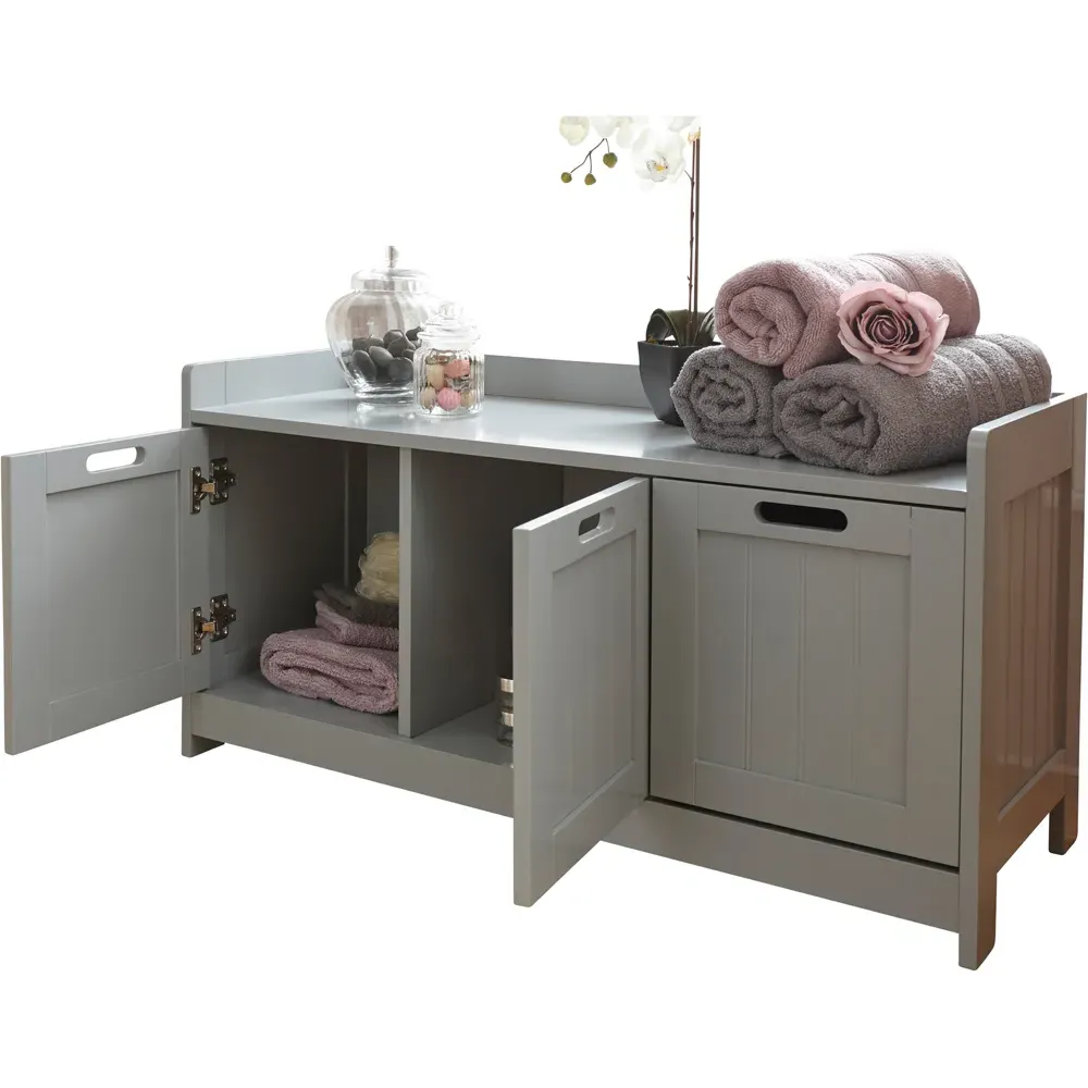 Colonial 3 Door Bathroom Storage Unit - Grey
