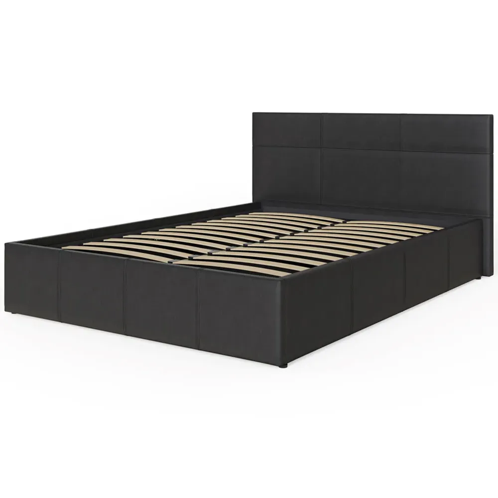 Double End Lift Ottoman Bed with Storage - Black, Faux Leather
