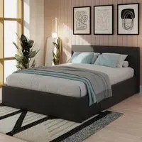 Double End Lift Ottoman Bed with Storage - Black, Faux Leather
