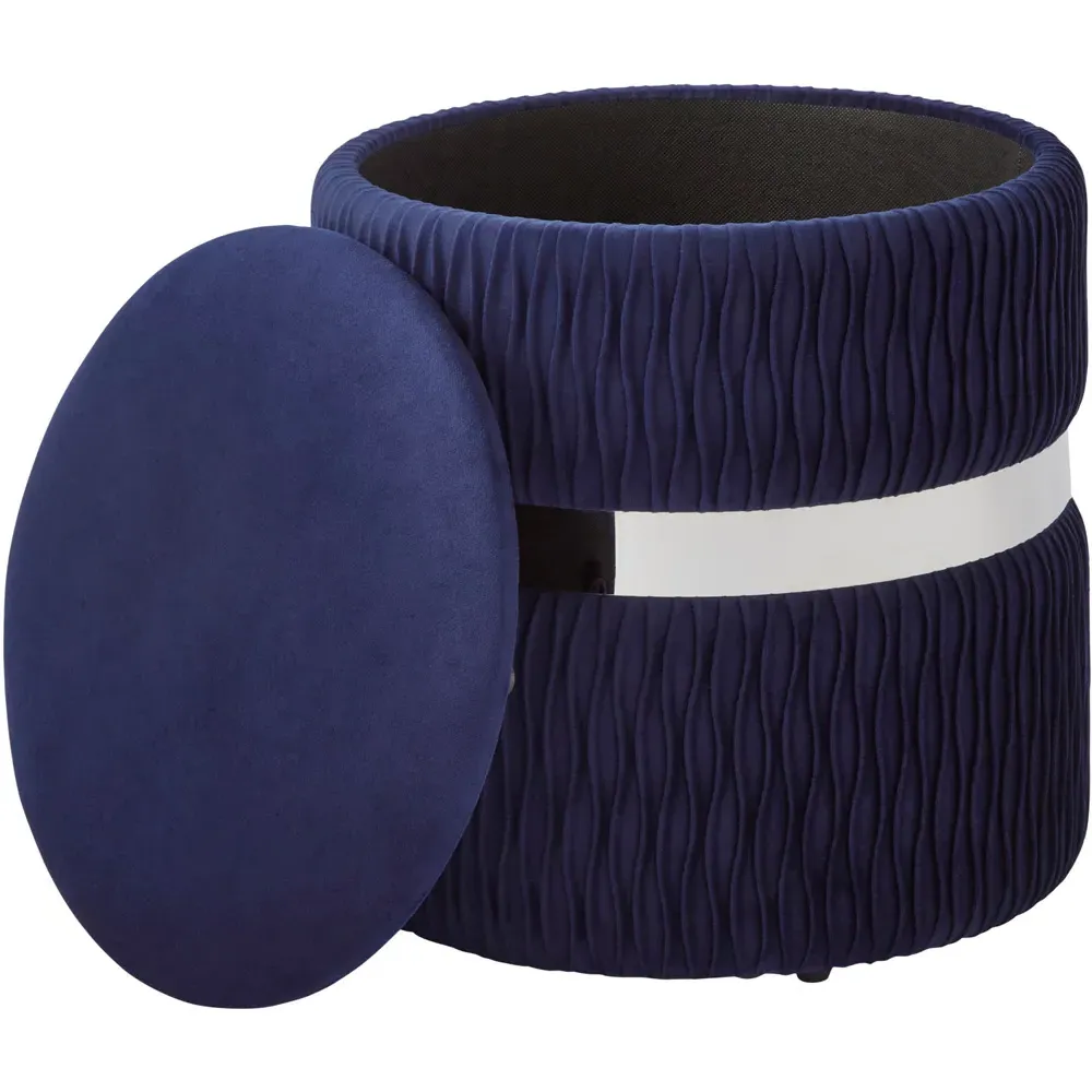 Eden Storage Stool with Hidden Compartment - Blue, Velvet