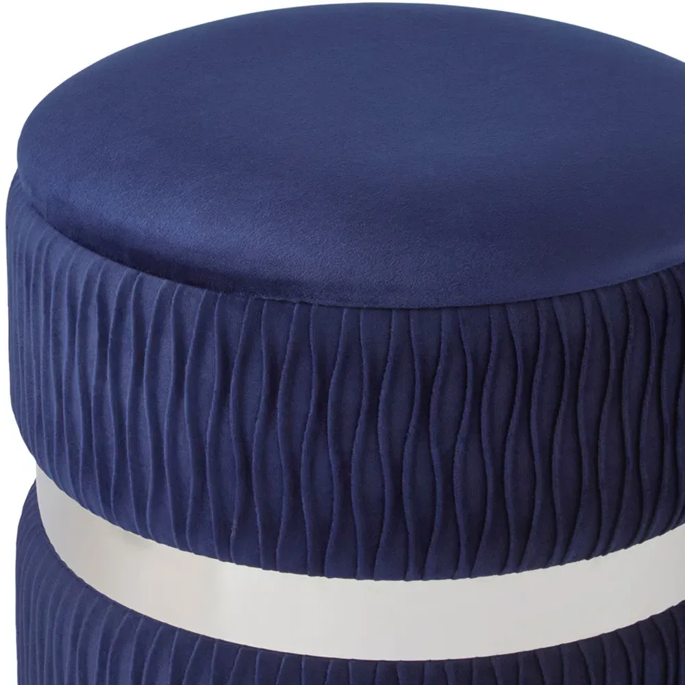 Eden Storage Stool with Hidden Compartment - Blue, Velvet
