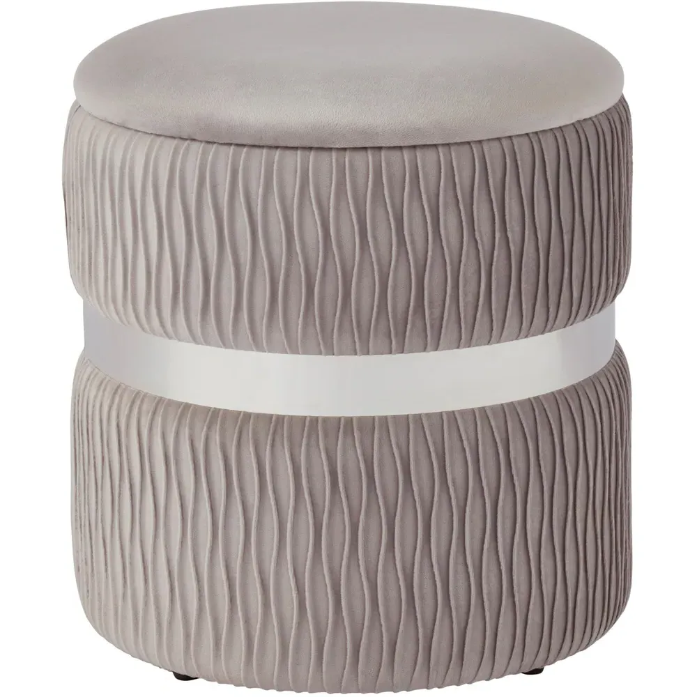 Eden Storage Stool with Hidden Compartment - Grey, Velvet