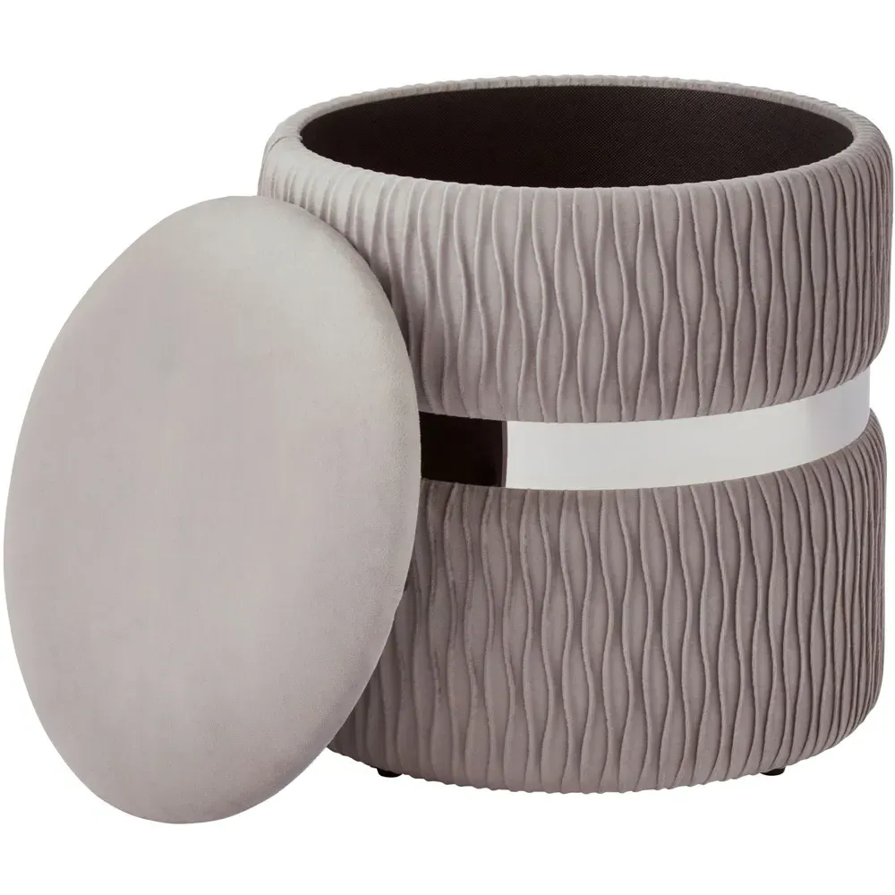 Eden Storage Stool with Hidden Compartment - Grey, Velvet