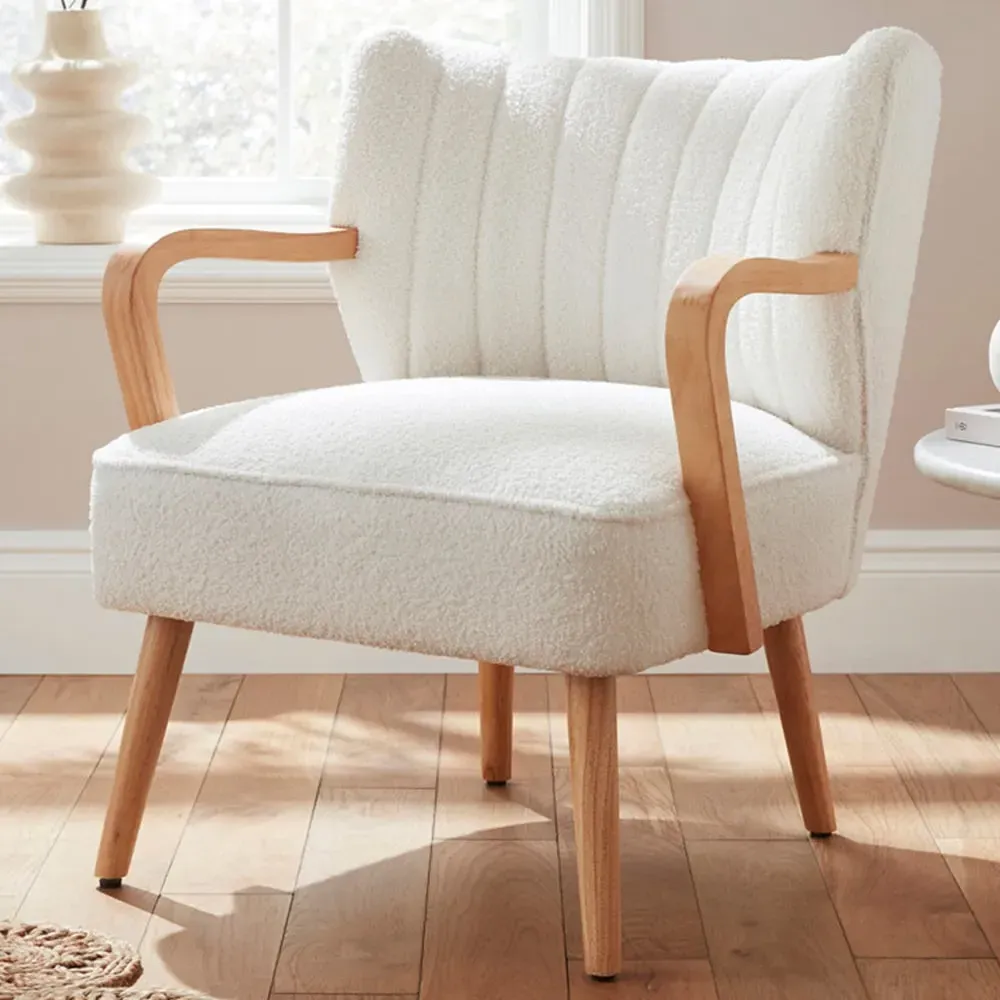 Enzo Accent Chair - Cream, Boucle