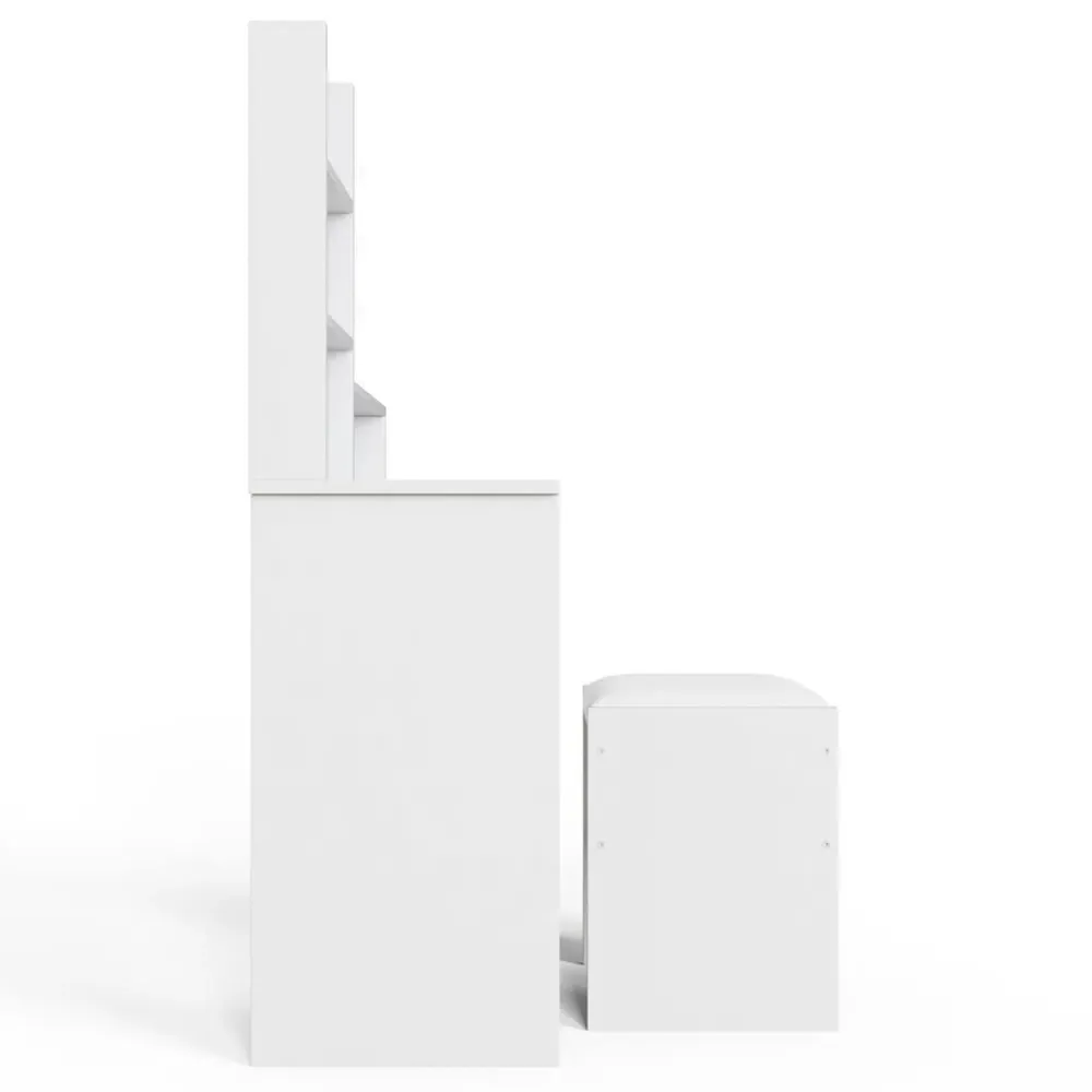 Eva 2 Drawer Dressing Table Set with LED Mirror - White