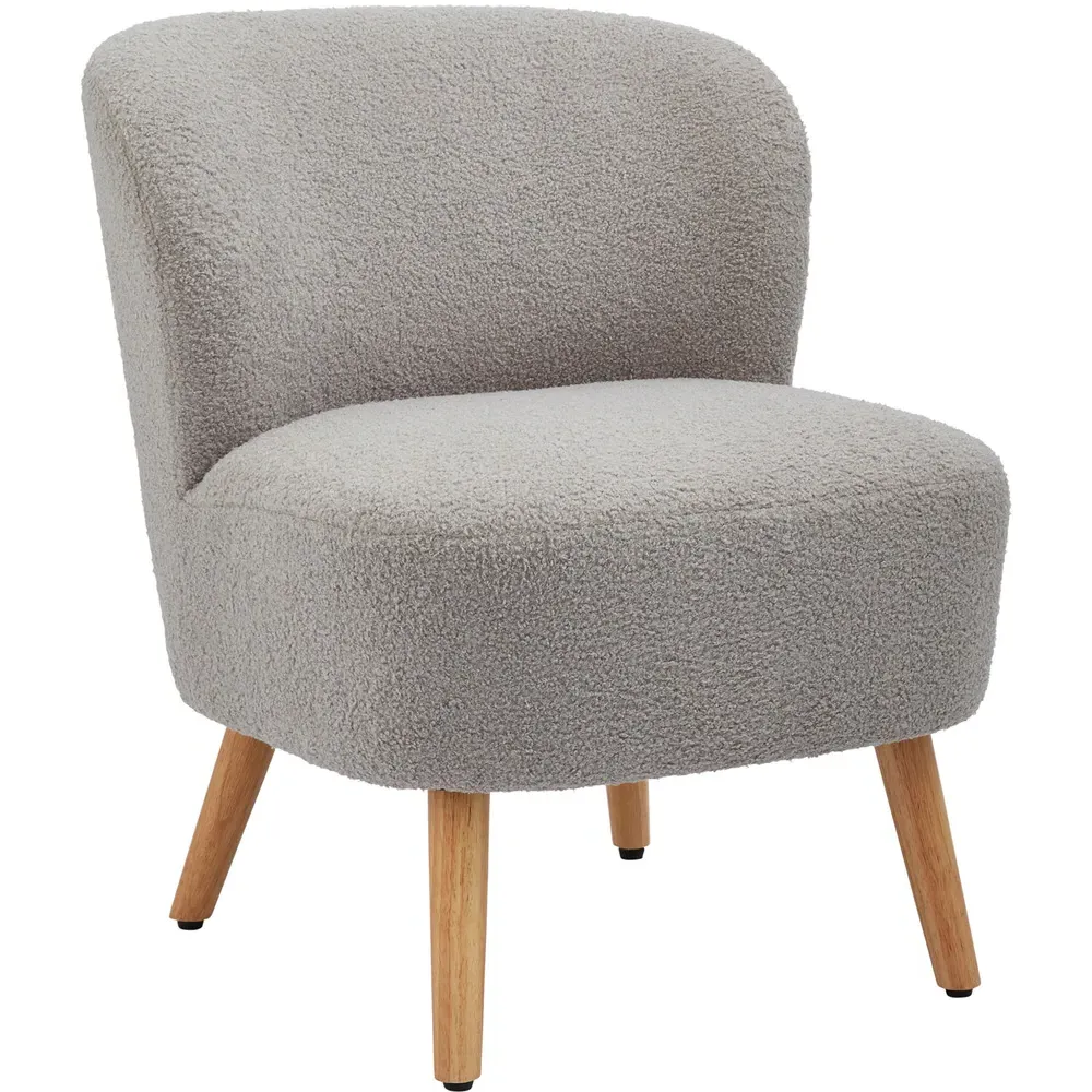 Evie Accent Chair - Grey, Teddy Boucle