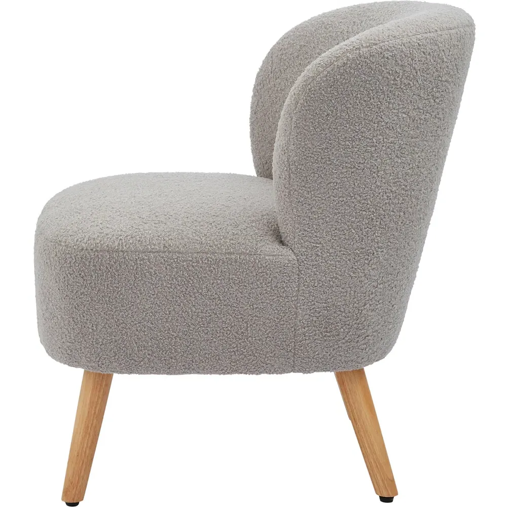 Evie Accent Chair - Grey, Teddy Boucle