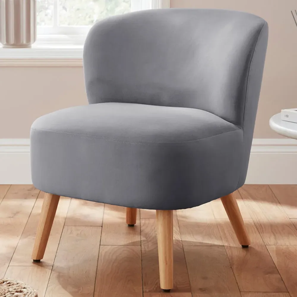 Evie Accent Chair - Grey, Velvet image