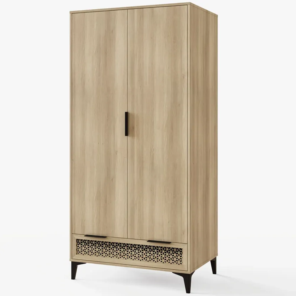 Ezra 2 Door Wardrobe with Drawer - Oak