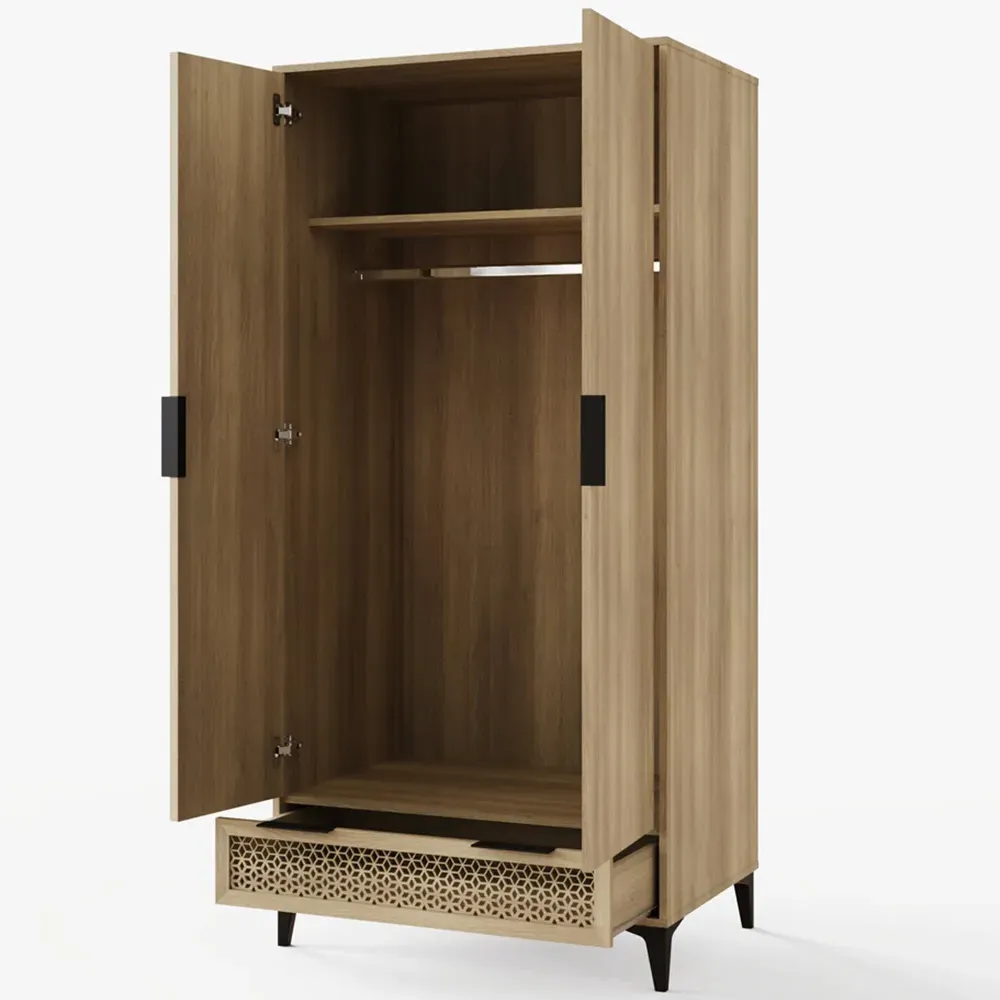 Ezra 2 Door Wardrobe with Drawer - Oak
