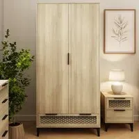 Ezra 2 Door Wardrobe with Drawer - Oak