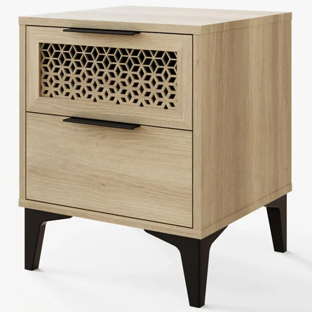 Ezra 2 Drawer Bedside Table - Oak