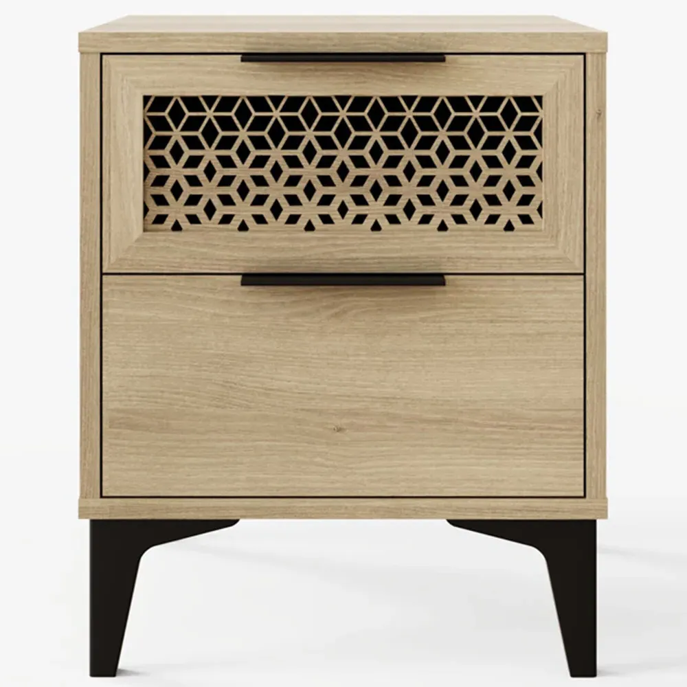 Ezra 2 Drawer Bedside Table - Oak
