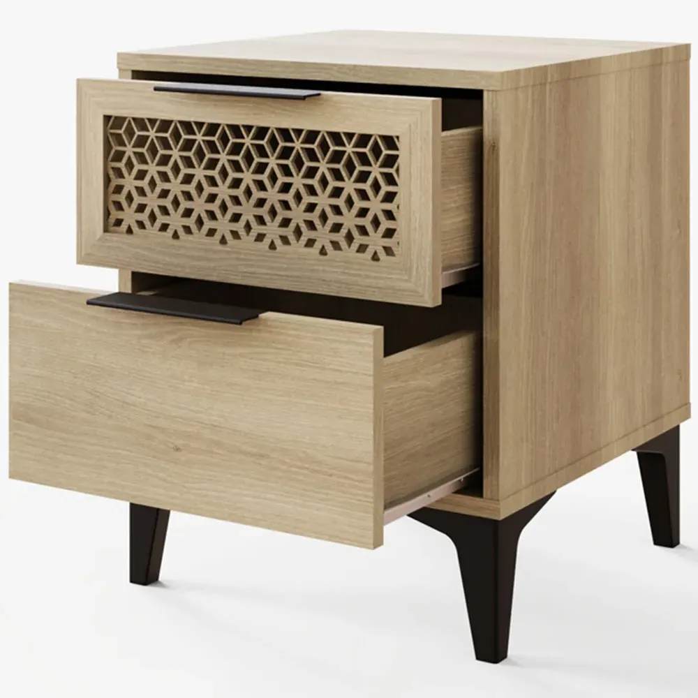Ezra 2 Drawer Bedside Table - Oak
