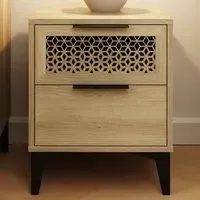 Ezra 2 Drawer Bedside Table - Oak