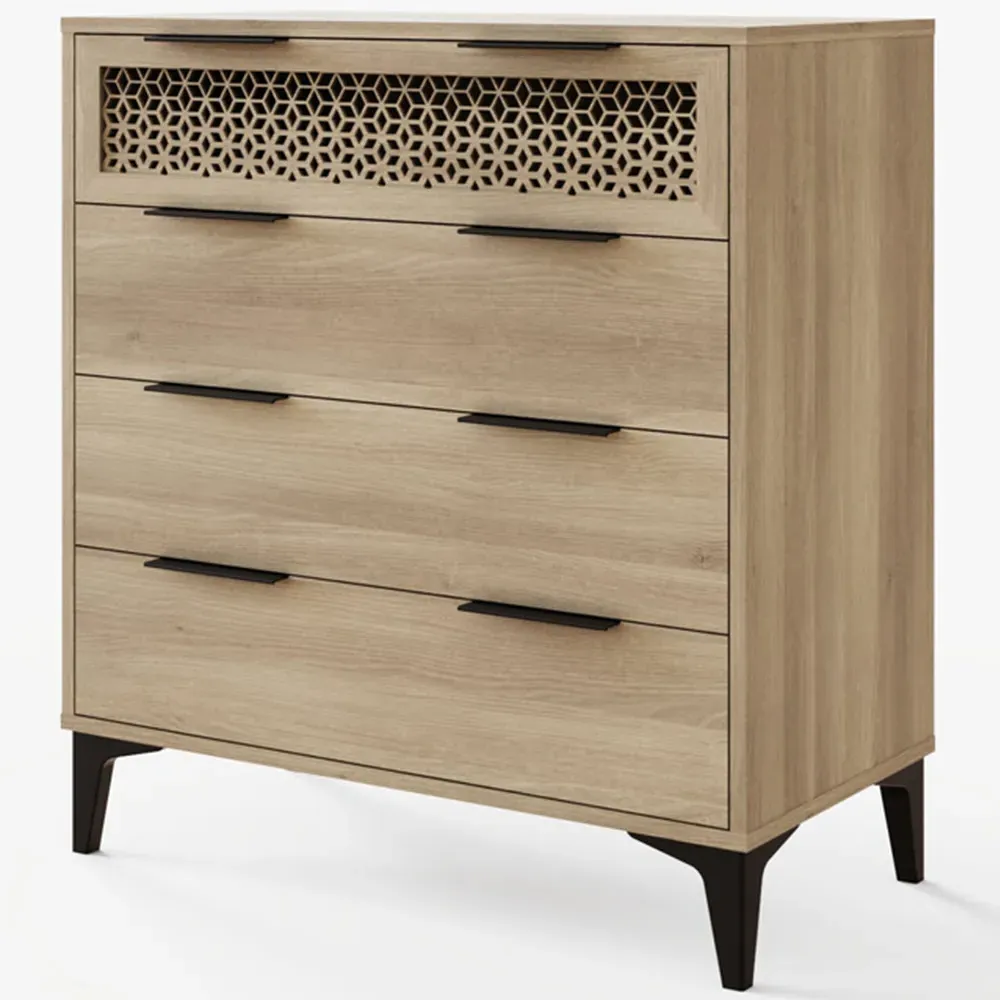 Ezra 4 Drawer Chest of Drawers - Brown, Oak