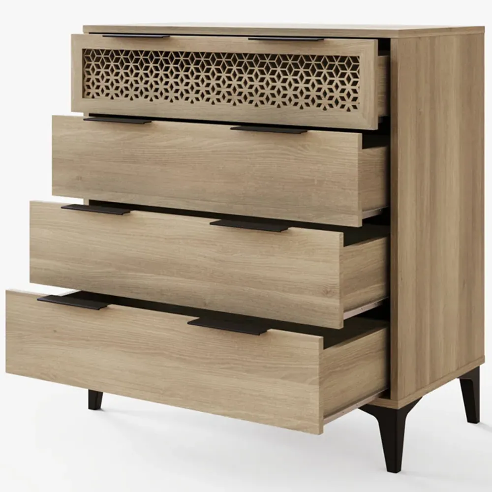 Ezra 4 Drawer Chest of Drawers - Brown, Oak