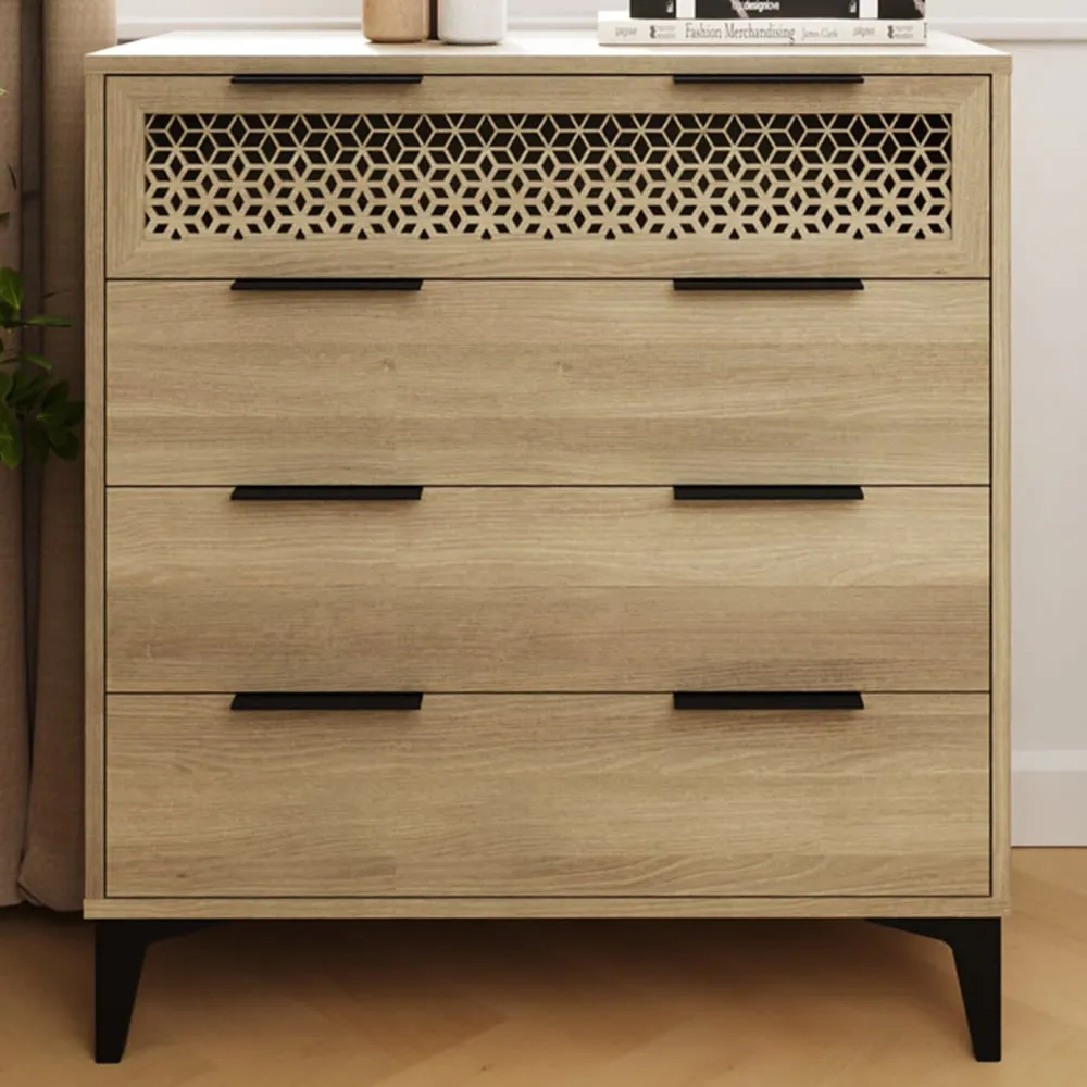 Ezra 4 Drawer Chest of Drawers - Brown, Oak