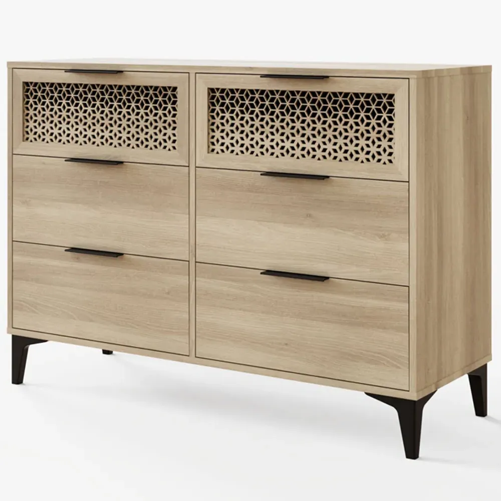 Ezra 6 Drawer Chest of Drawers - Brown, Oak