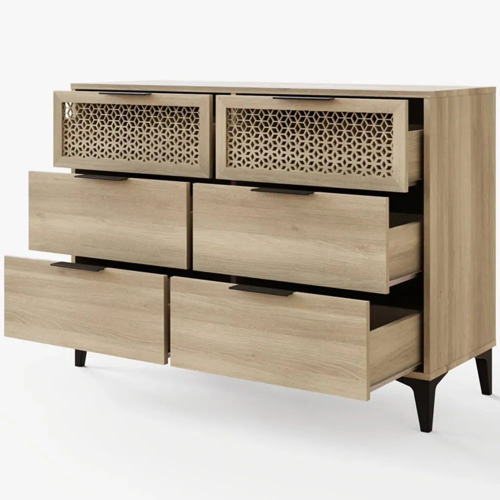 Ezra 6 Drawer Chest of Drawers - Brown, Oak