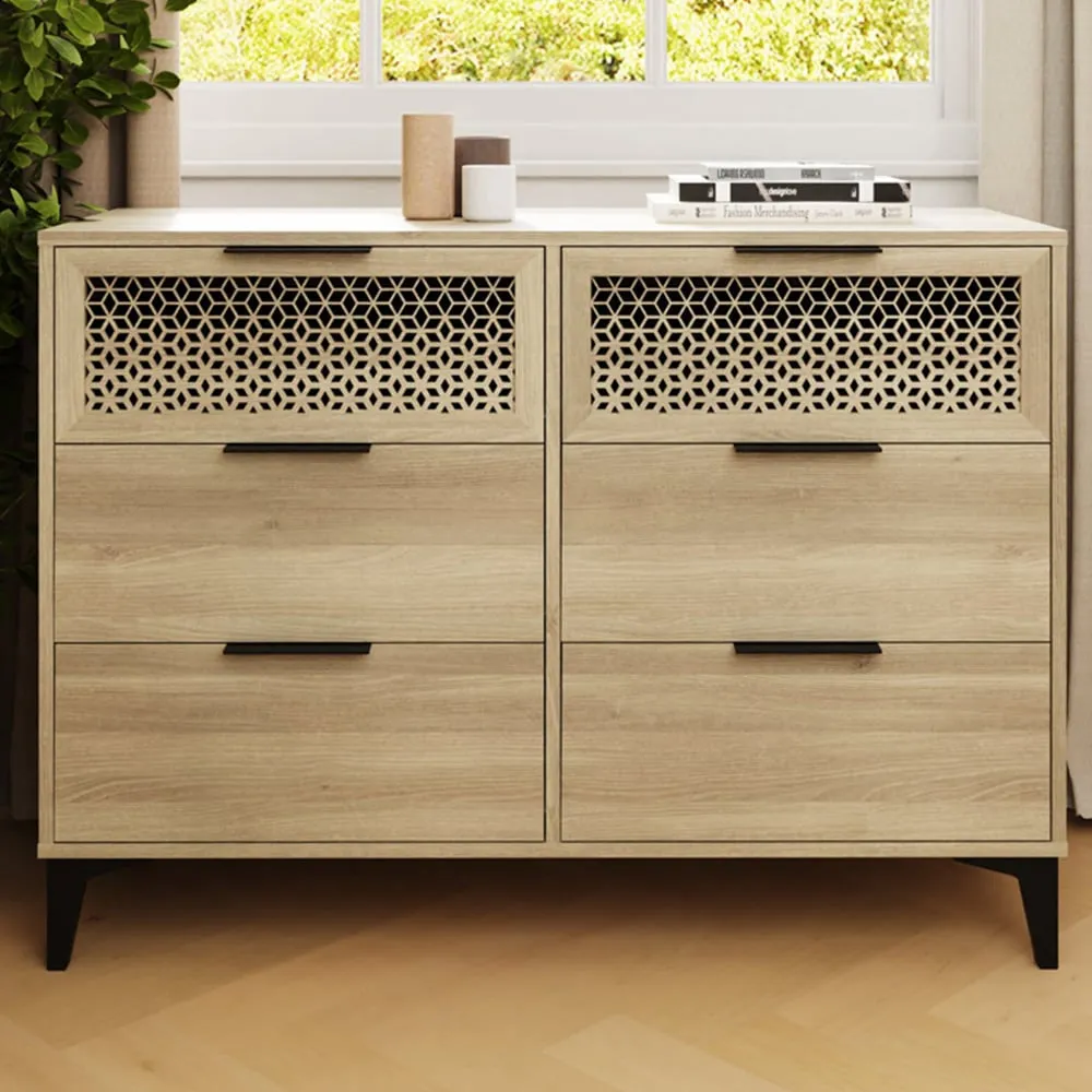 Ezra 6 Drawer Chest of Drawers - Brown, Oak image