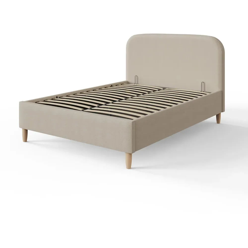 Florence Boucle Double Ottoman Bed - Brown