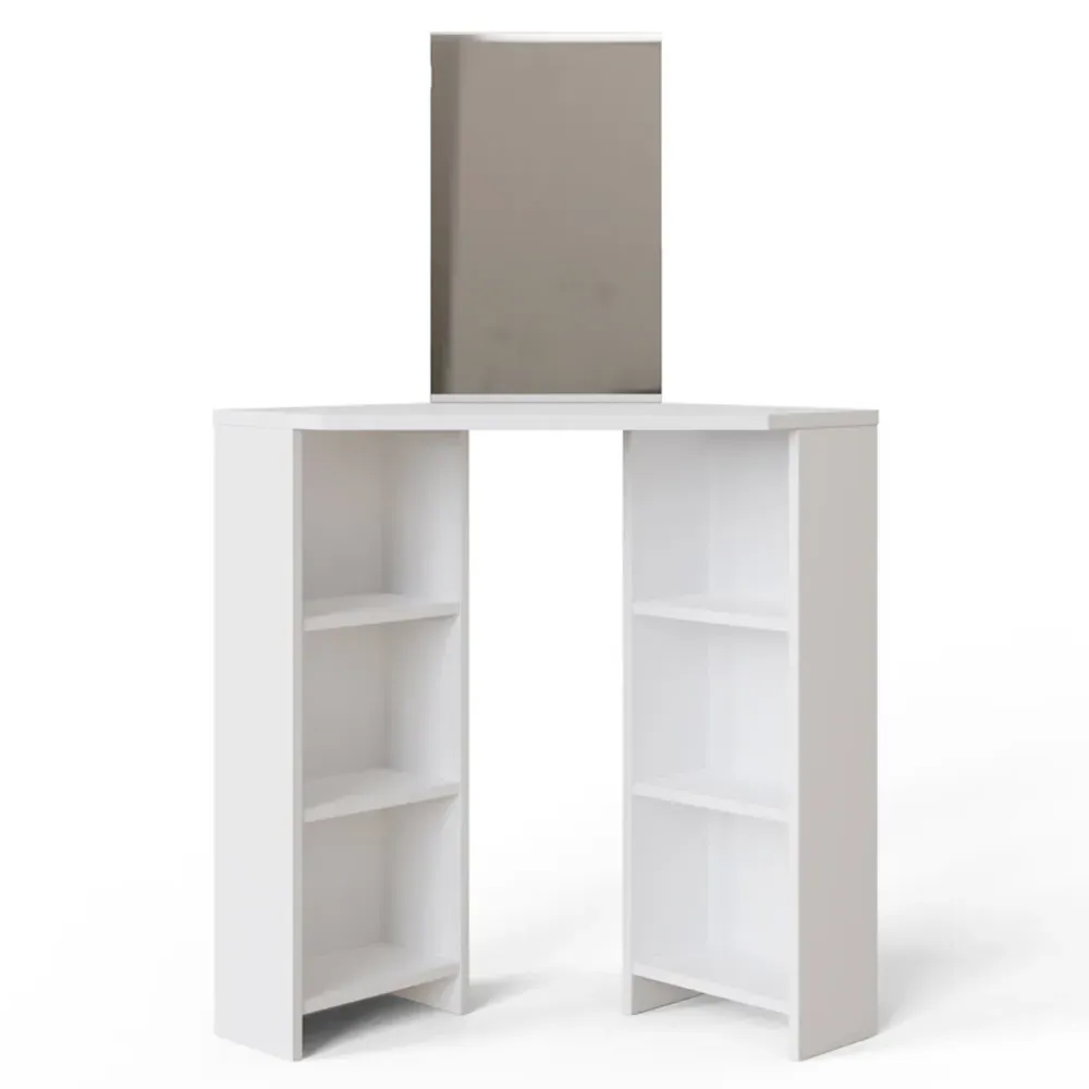 Frances Corner Dressing Table with Mirror - White