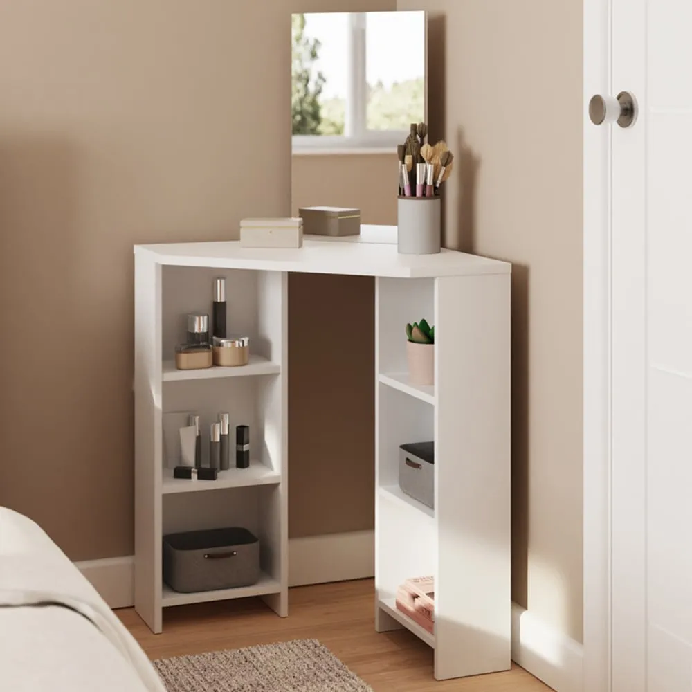 Frances Corner Dressing Table with Mirror - White image