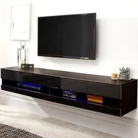 Galicia Large Wall TV Unit with LED - Black