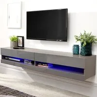 Galicia Large Wall TV Unit with LED - Grey