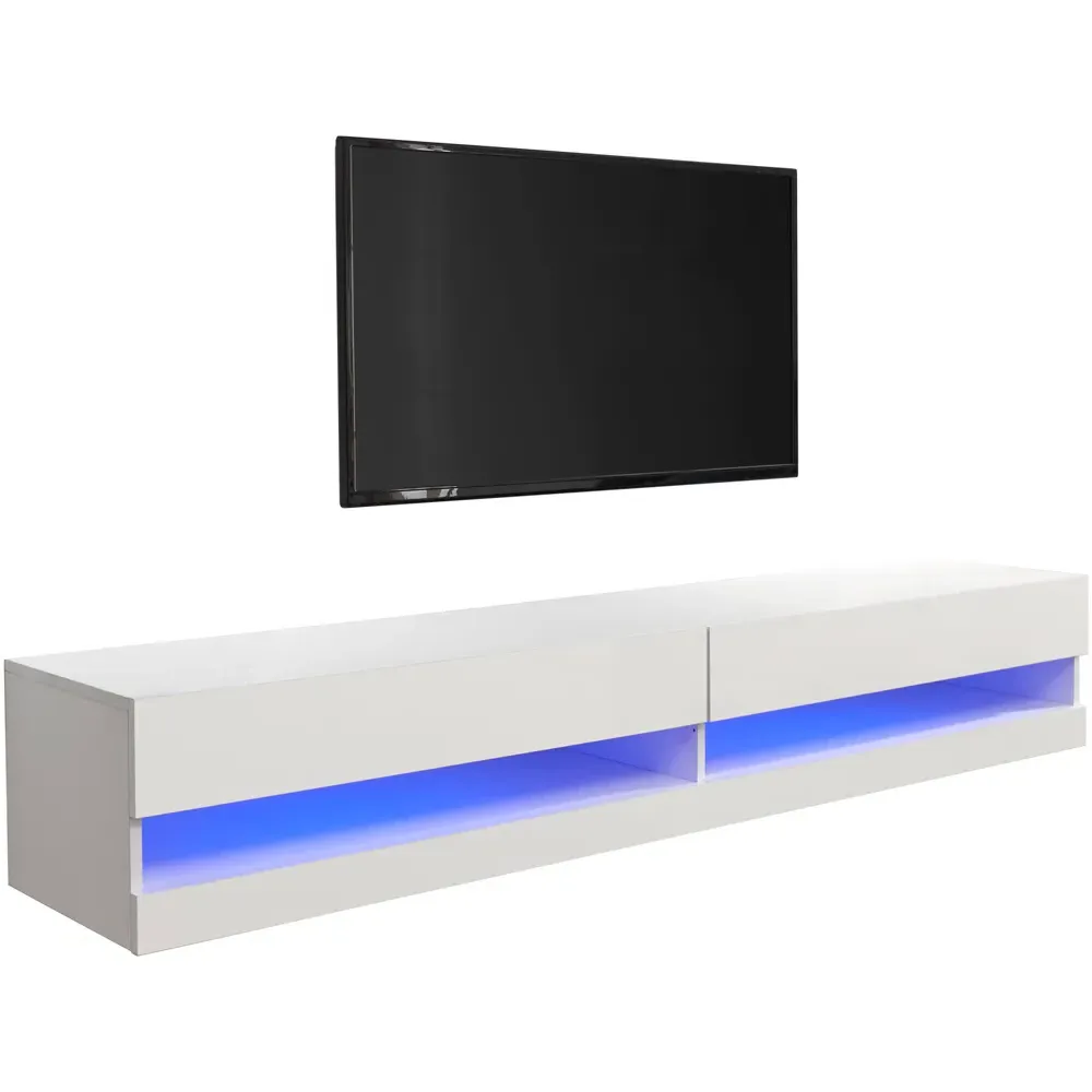 Galicia Large Wall TV Unit with LED - White