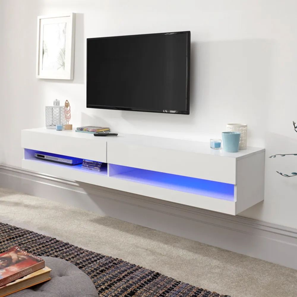 Galicia Large Wall TV Unit with LED - White