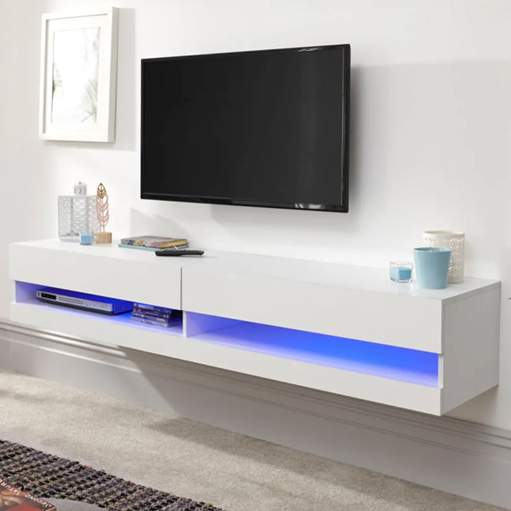 Galicia Large Wall TV Unit with LED - White