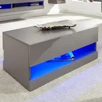 Galicia LED Lift Up Coffee Table with Storage - Grey