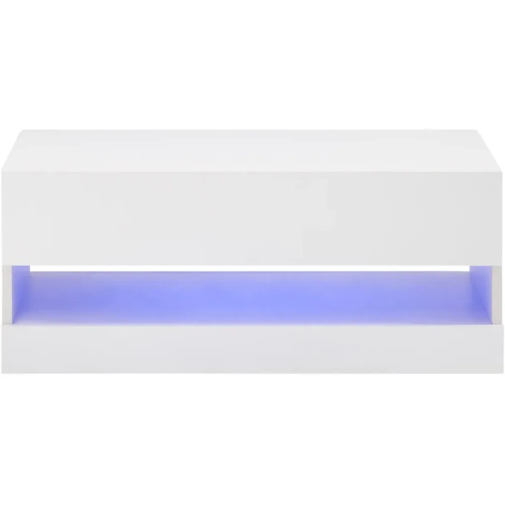 Galicia LED Lift Up Coffee Table with Storage - White