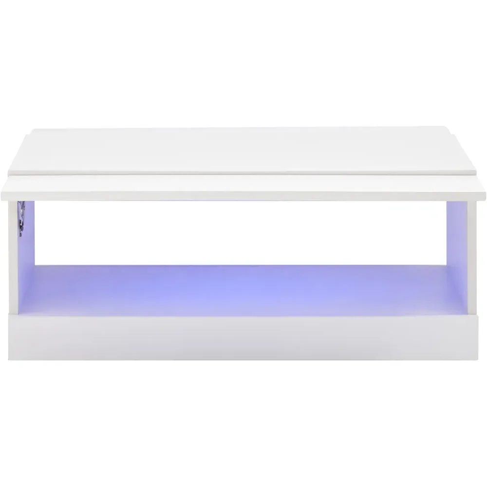 Galicia LED Lift Up Coffee Table with Storage - White
