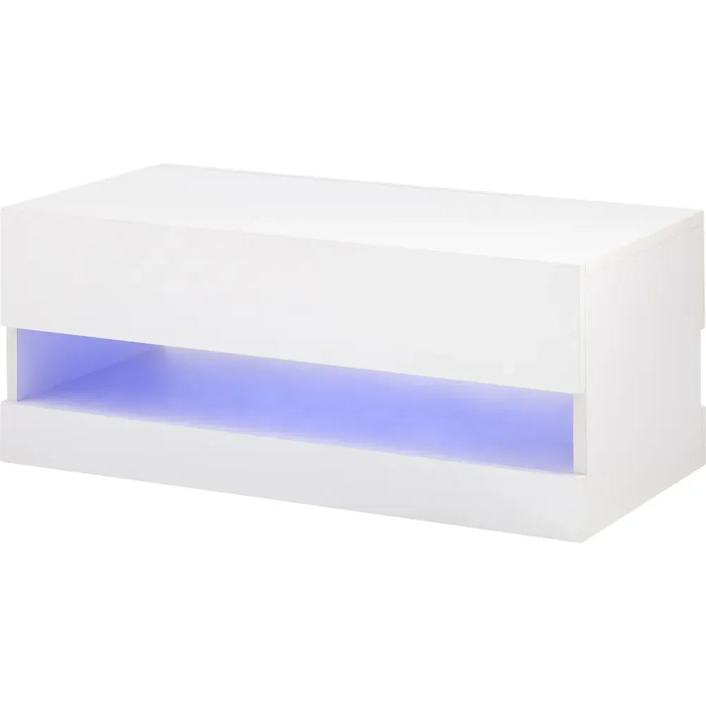 Galicia LED Lift Up Coffee Table with Storage - White