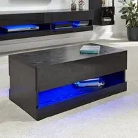 Galicia Lift Up Coffee Table with LED - Black