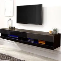Galicia Medium Wall TV Unit with LED - Black
